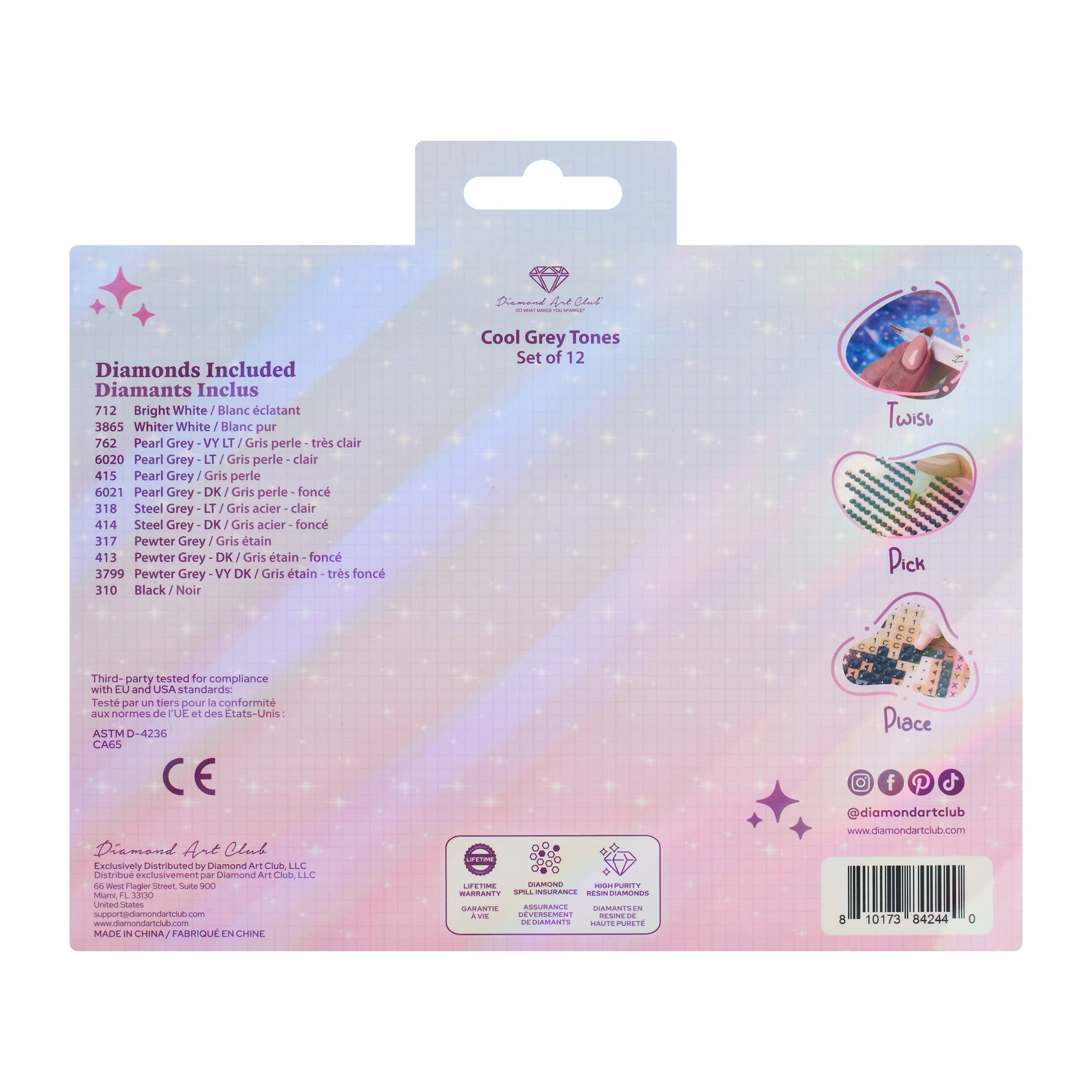 Bling Diamonds – Cool Gray Tones Round (Set of 12) - Image 6