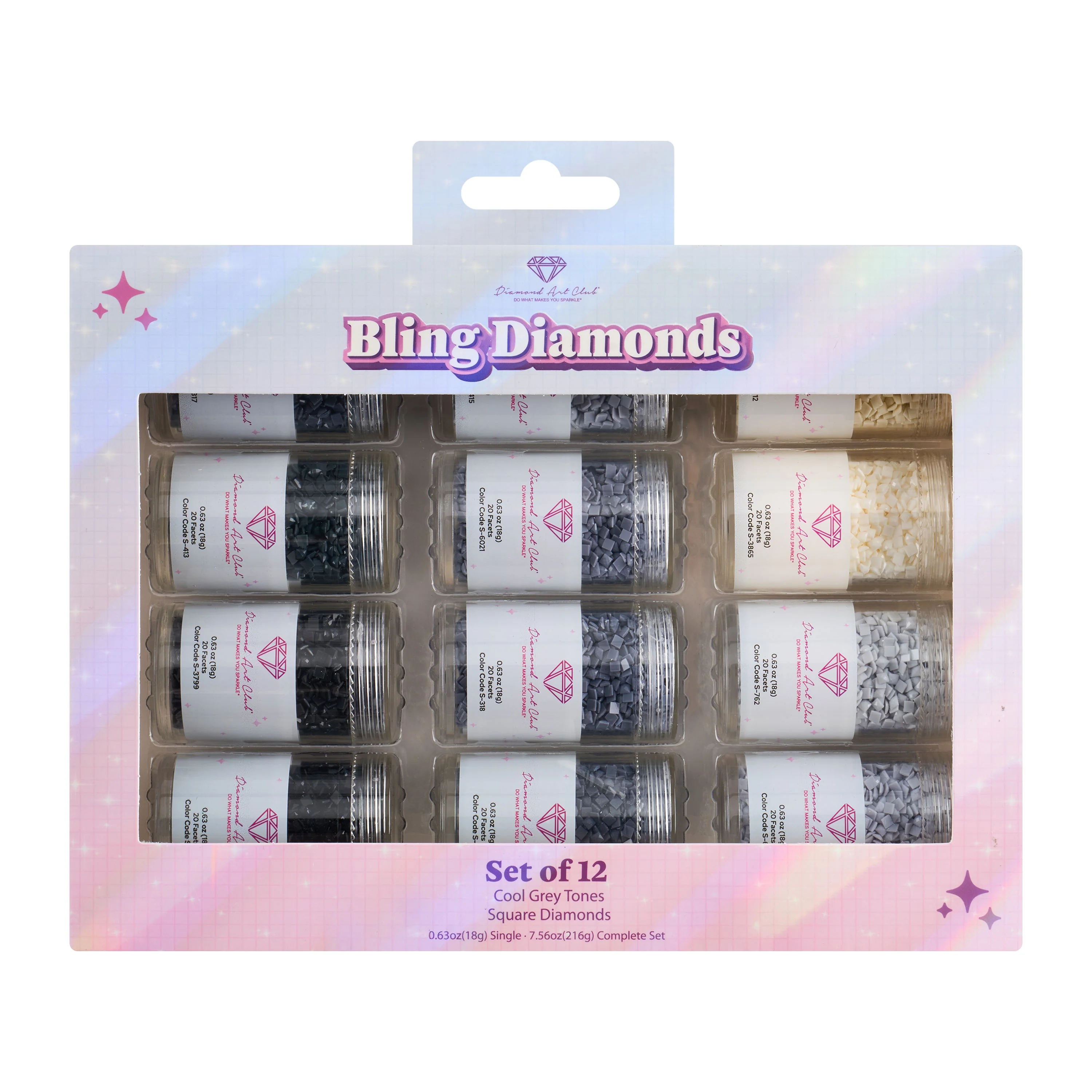 Bling Diamonds – Cool Gray Tones Square (Set of 12) - Image 5