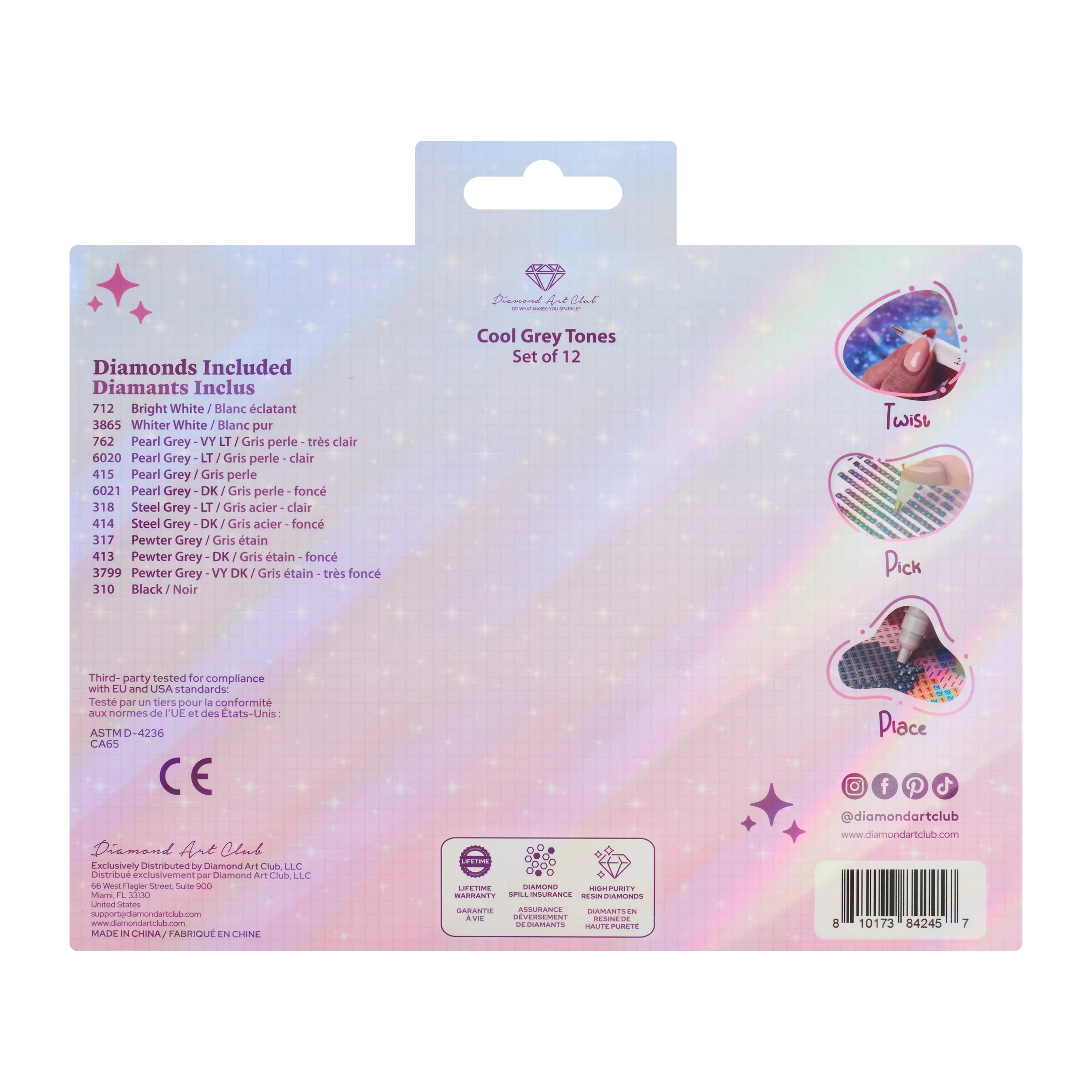 Bling Diamonds – Cool Gray Tones Square (Set of 12) - Image 6