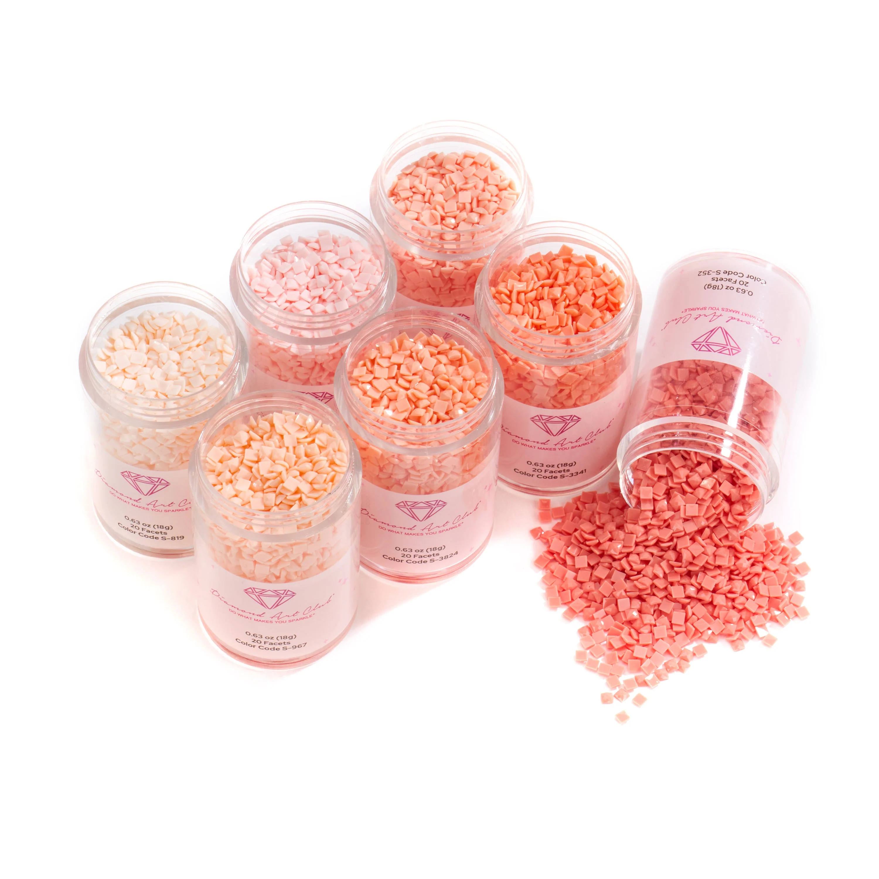 Bling Diamonds – Peachy Coral Tones Square (Set of 7) - Image 3