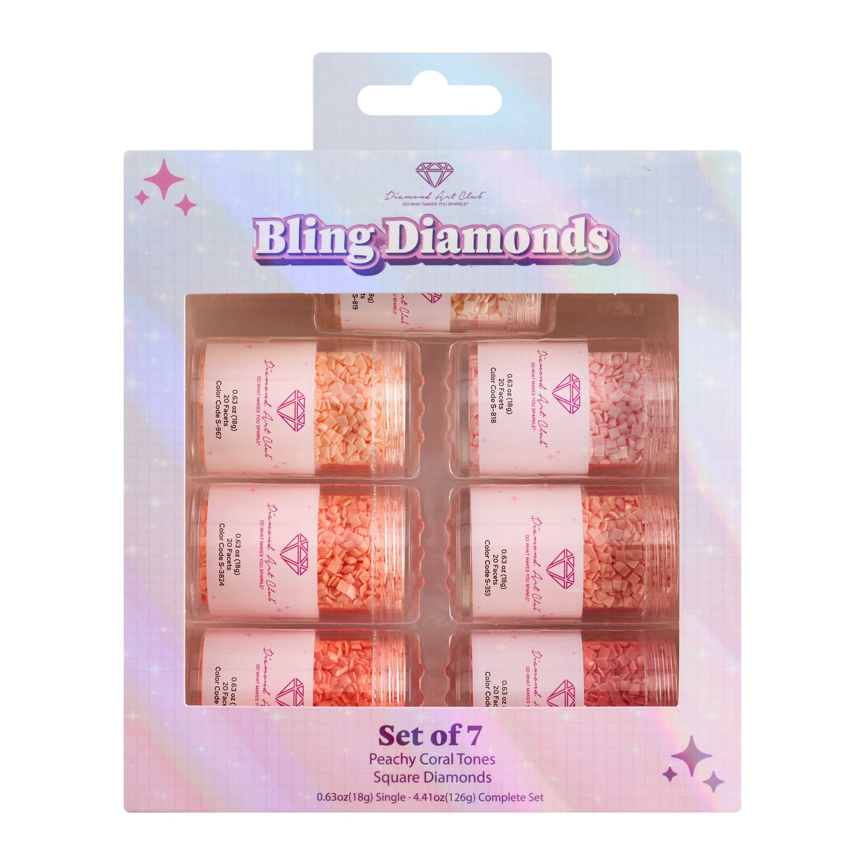 Bling Diamonds – Peachy Coral Tones Square (Set of 7) - Image 5