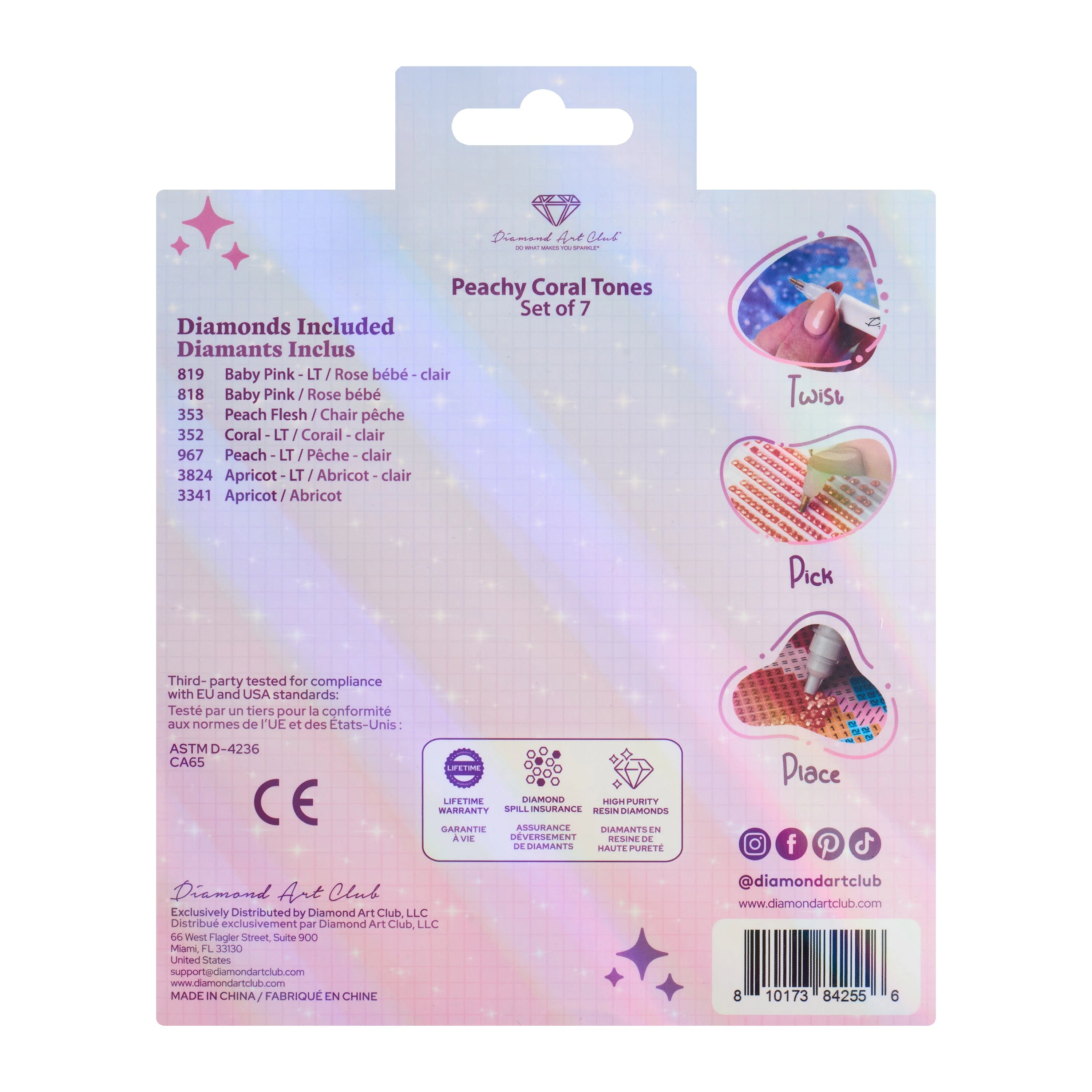 Bling Diamonds – Peachy Coral Tones Square (Set of 7) - Image 6